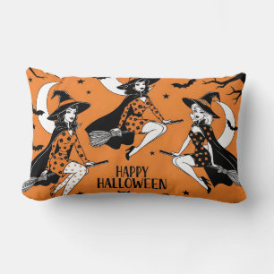 Retro Pin-Up Witches Lumbar Pillow