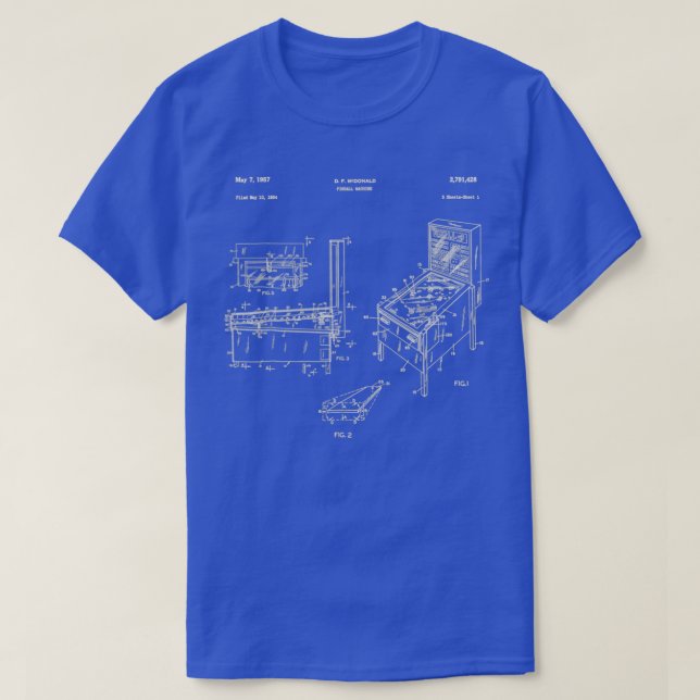 Retro Pinball Pinball Patent Gift T-Shirt (Design Front)