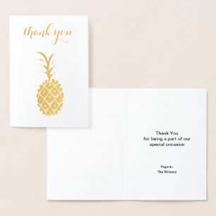retro pineapple party thank you foil card