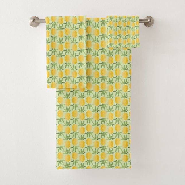 Retro Pineapples Bath Towel Set (Insitu)
