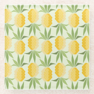 Retro Pineapples Glass Coaster