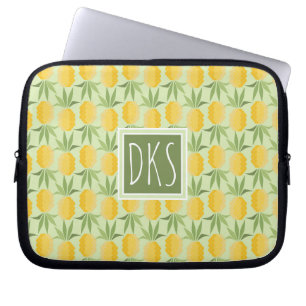 Retro Pineapples   Monogram Laptop Sleeve