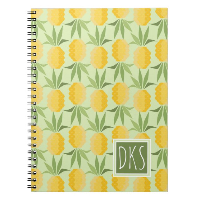 Retro Pineapples | Monogram Notebook (Front)