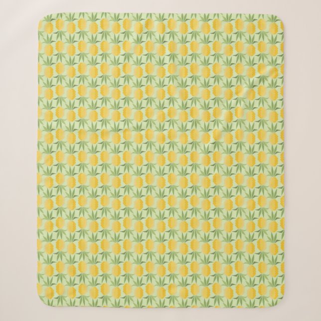 Retro Pineapples Sherpa Blanket (Front)