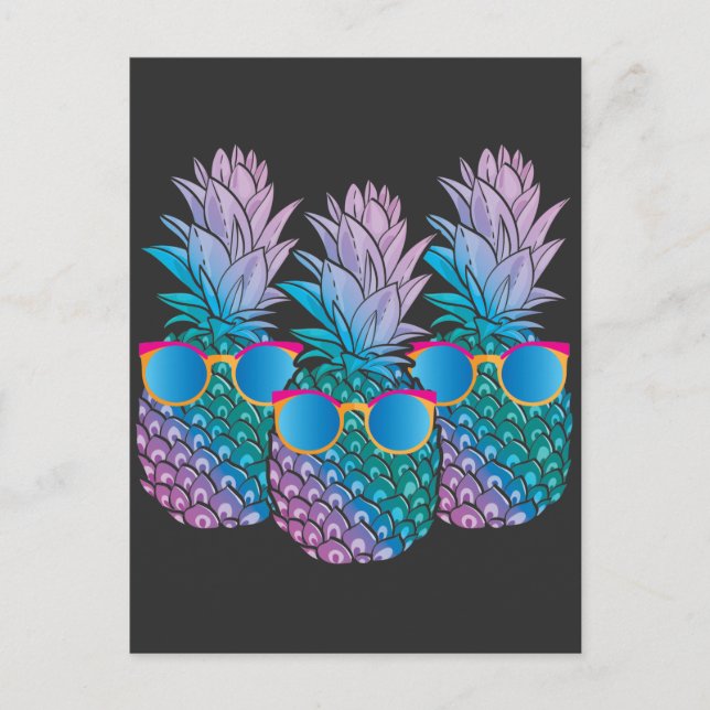 Retro Pineapples Sunglasses Disco Gardening Postcard (Front)