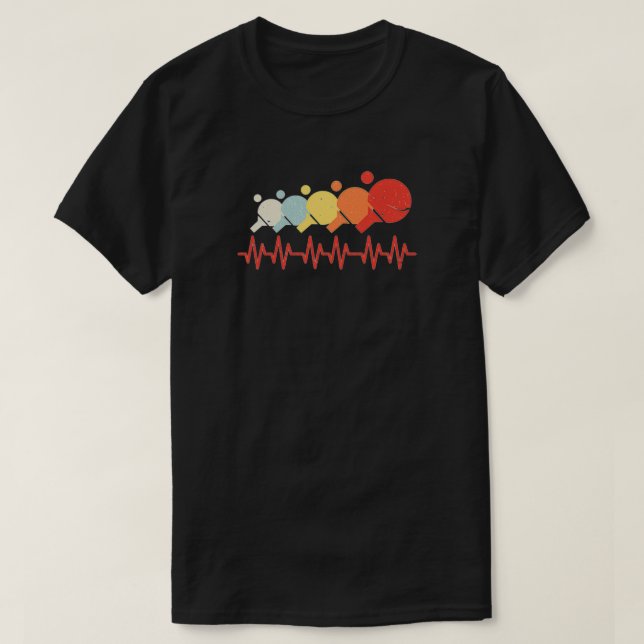 Retro Ping Pong Heartbeat T-Shirt (Design Front)