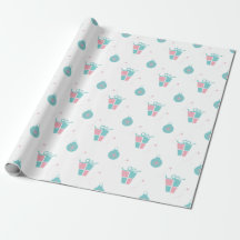 Retro Pink and Aqua gift box  Wrapping Paper