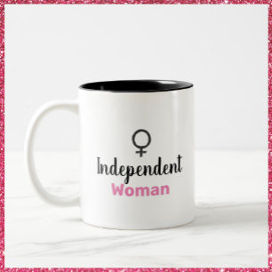 Retro Pink and Black Female Symbol Two-Tone Coffee Mug