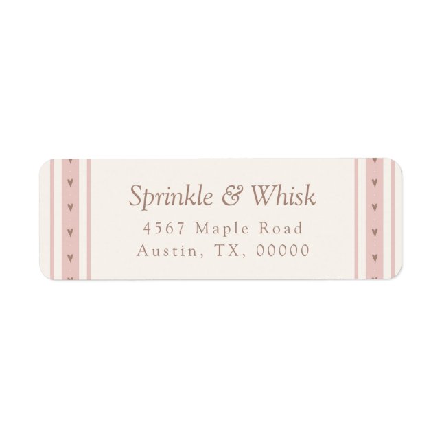 Retro Pink And Brown Heart Stripes Bakery (Front)