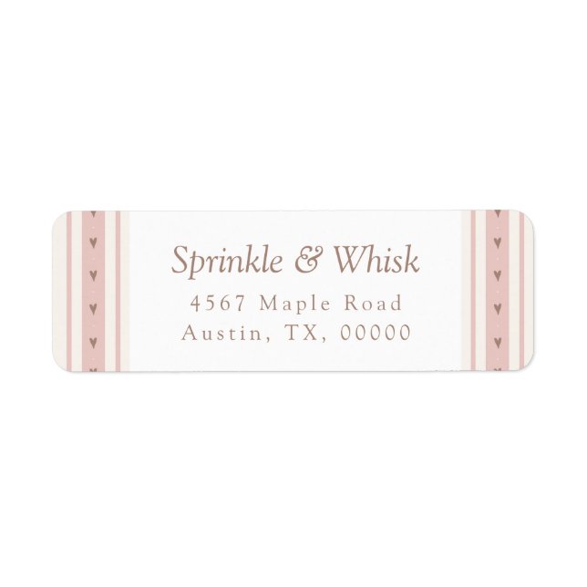 Retro Pink And Brown Heart Stripes Bakery (Front)