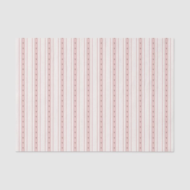 Retro Pink And Brown Heart Stripes Bakery Tissue Paper (Front)