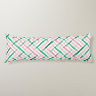 Retro pink and green houndstooth plaid pattern body pillow