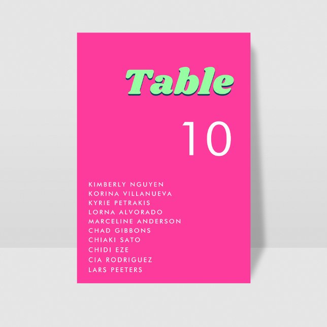 Retro Pink and Green Table Number Seating Chart (Creator Uploaded)