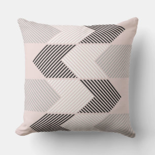 Retro pink and Grey Geometric Throw Pillow
