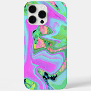Retro Pink and Light Blue Liquid Art on Hydrangea iPhone 16 Pro Max Case