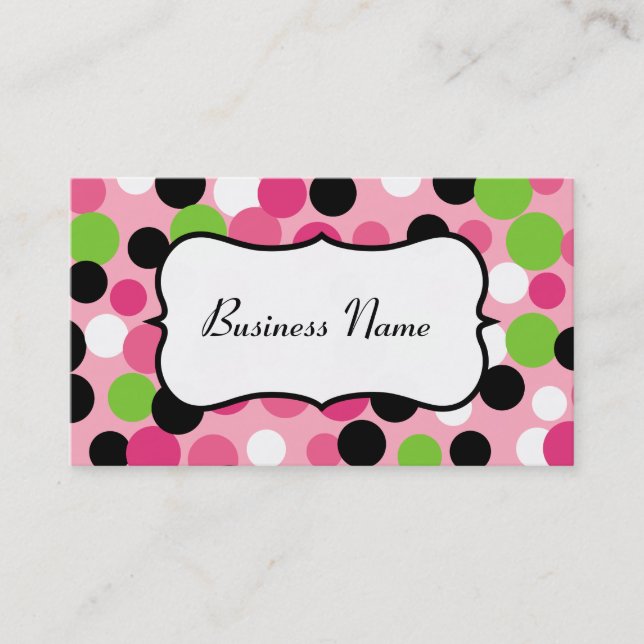 Retro Pink and Lime Business Cards (Front)
