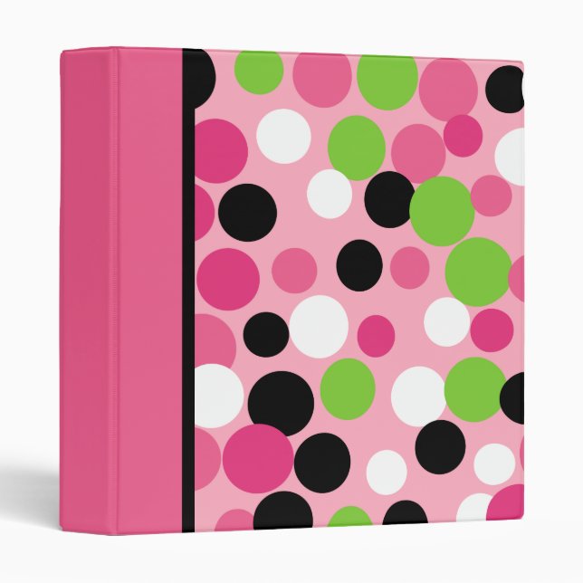 Retro Pink and Lime Polka Dot  Binder (Front/Spine)