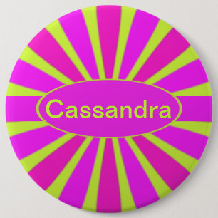 Retro Pink and Purple Petals on Neon Green 6 Inch Round Button