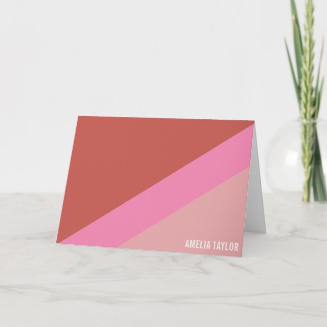 Retro Pink and Red Personalized Stationery Name Card (Front)