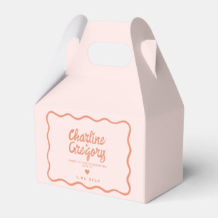 Retro Pink and Red Wavy  Handwriting Wedding Favor Box