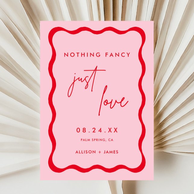 Retro Pink and Red We Eloped Elopement Reception Invitation (Creator Uploaded)