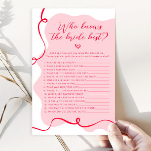 Retro pink and red Who knows the bride best game