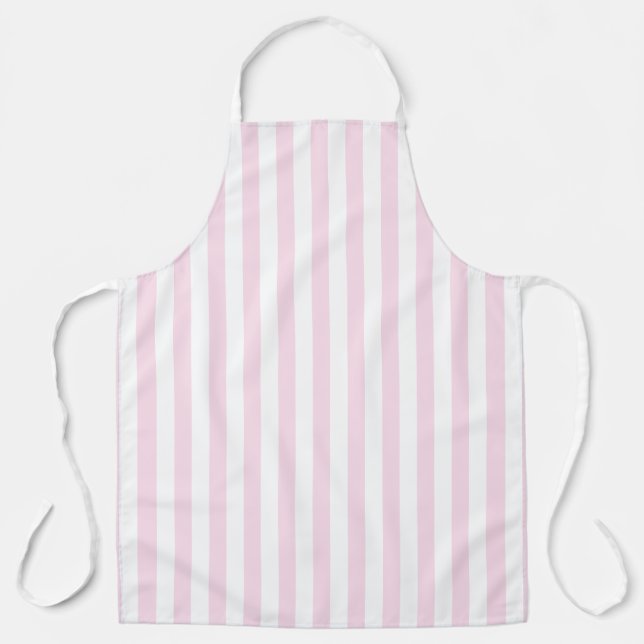Retro Pink and White Stripes Apron (Front)