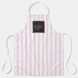 Retro Pink and White Stripes Apron