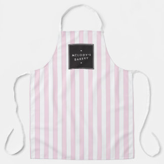 Retro Pink and White Stripes Apron