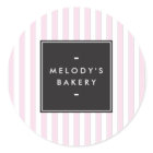 Retro Pink and White Stripes Bakery