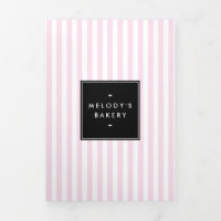 Retro Pink and White Stripes Bakery Menu Brochure