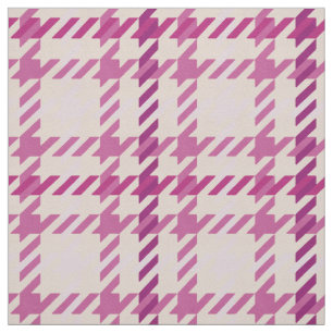 Retro pink and yellow houndstooth plaid pattern fabric
