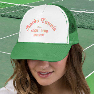 Retro Pink Après Tennis Social Club Custom Green  Trucker Hat