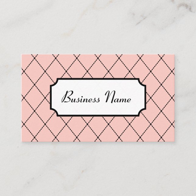 Retro Pink Argyle Business Cards (Front)