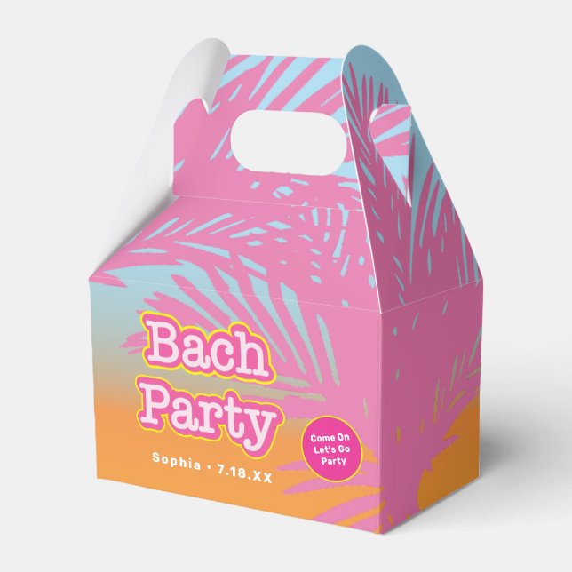 Retro Pink Bach Party Favor Box (Front Side)
