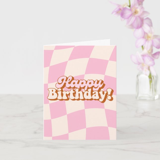 Retro Pink Birthday Card (Orchid)