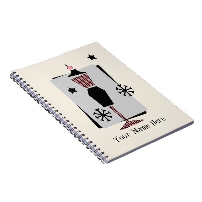 Retro Pink & Black Dress Form Mannequin Notebook (Right Side)