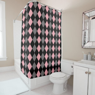 Retro Pink Black Grey Argyle