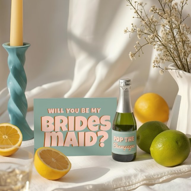 Retro Pink & Blue Funny Bridesmaid Proposal  Invitation (Creator Uploaded)