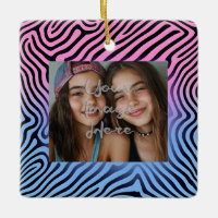 Retro Pink Blue Gradient Zebra Stripe Photo Frame