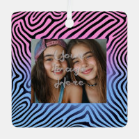 Retro Pink Blue Gradient Zebra Stripe Photo Frame