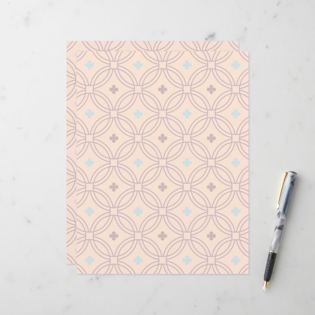 Retro Pink & Blue Interlocking Geometric Pattern (Front/Back In Situ)