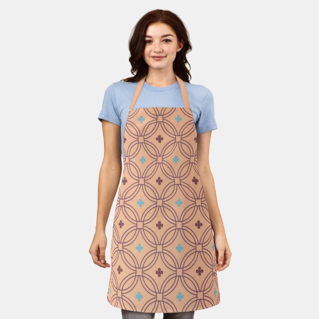 Retro Pink & Blue Interlocking Geometric Pattern Apron (Worn)