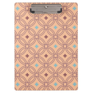 Retro Pink & Blue Interlocking Geometric Pattern Clipboard
