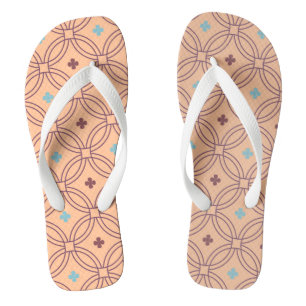 Retro Pink & Blue Interlocking Geometric Pattern Flip Flops