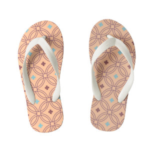 Retro Pink & Blue Interlocking Geometric Pattern Kid's Flip Flops