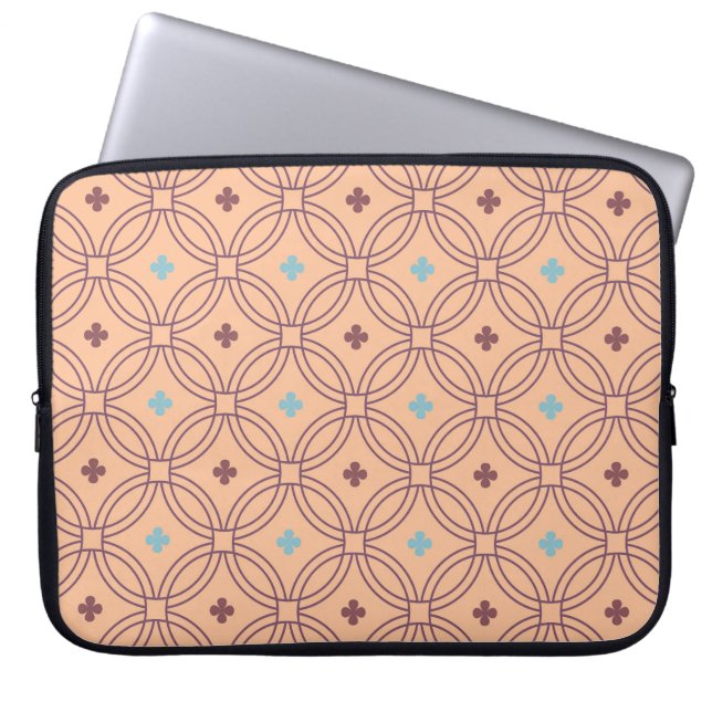 Retro Pink & Blue Interlocking Geometric Pattern Laptop Sleeve (Front)