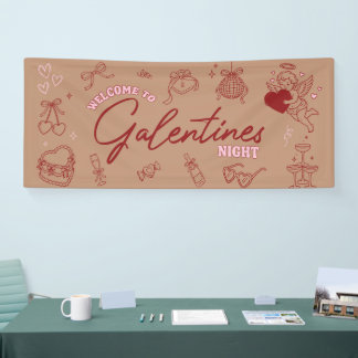 Retro Pink Bow Disco Ball Galentines Day Banner