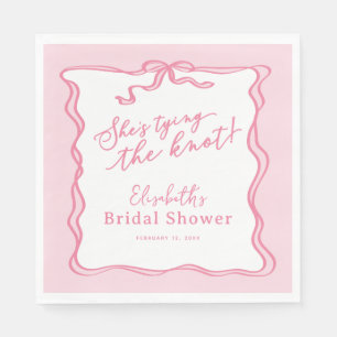 Retro Pink Bow She's Tying the Knot  Napkin
