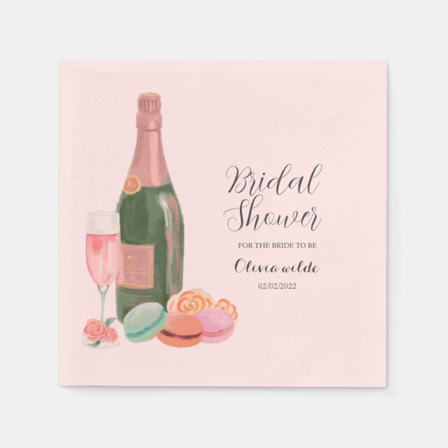 Retro pink bridal shower  napkin (Front)
